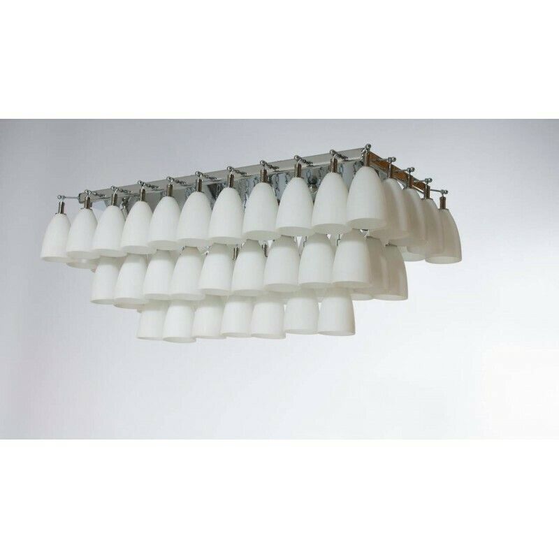 Italian Bells Chandelier In White Blown Murano Glass Attributed To Mazzega photo Lighting