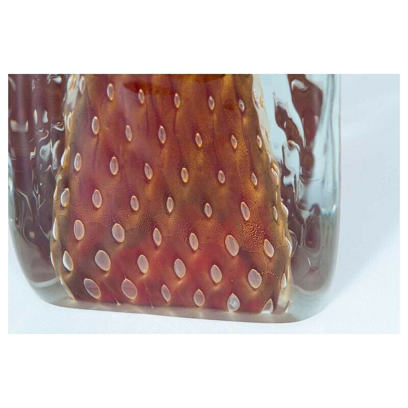 Pair Of Italian Table Lamps In Murano Glass Red With 24 Karat Gold Handcrafted * photo vinterior