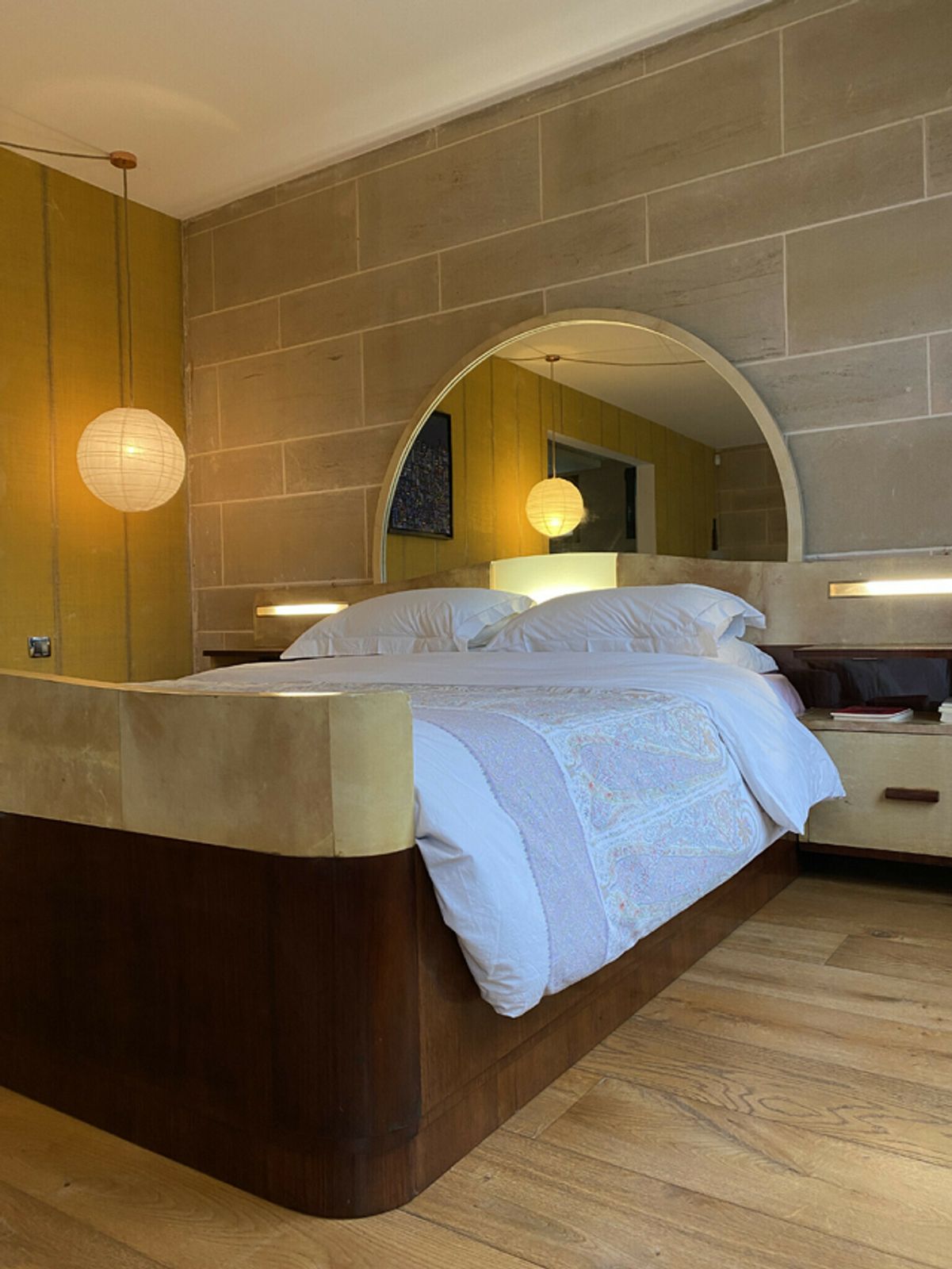 Large Bed With Integrated Bedside Tables In Rosewood And Parchment, Art Deco, 20th Century photo furniture