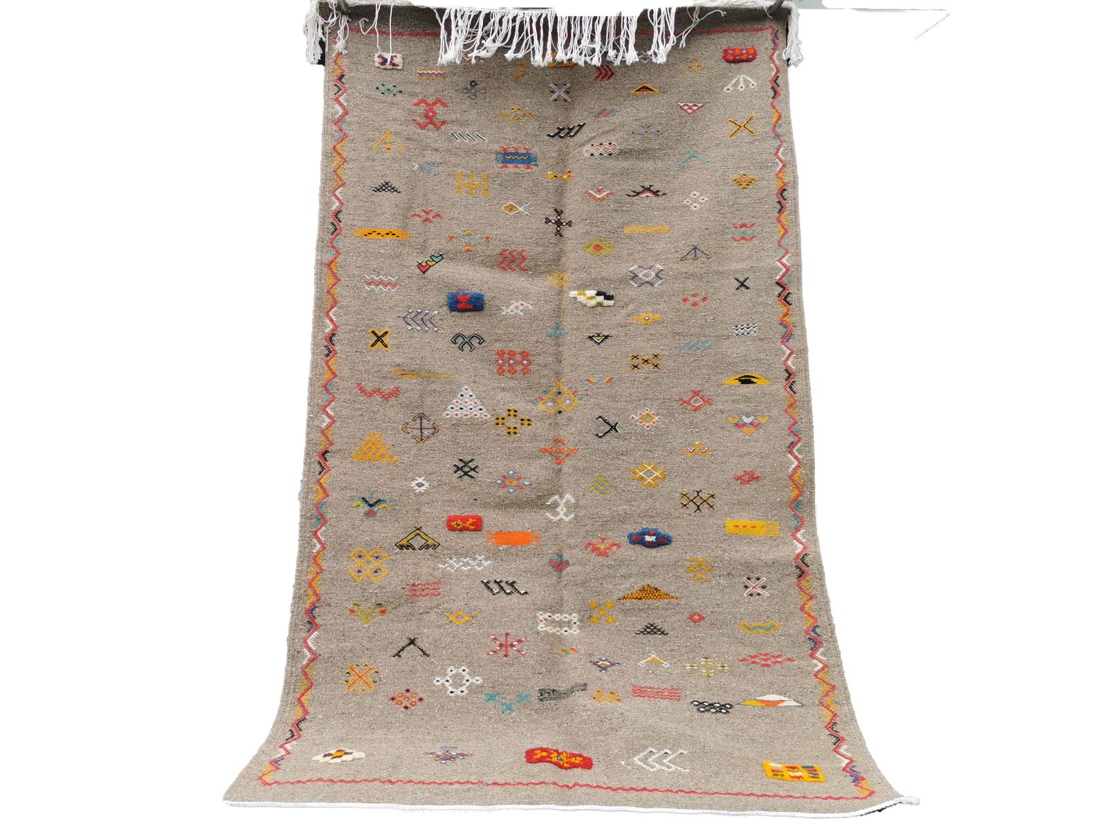 Handmade Grey Moroccan Berber Rug. Camel Wool Carpet
