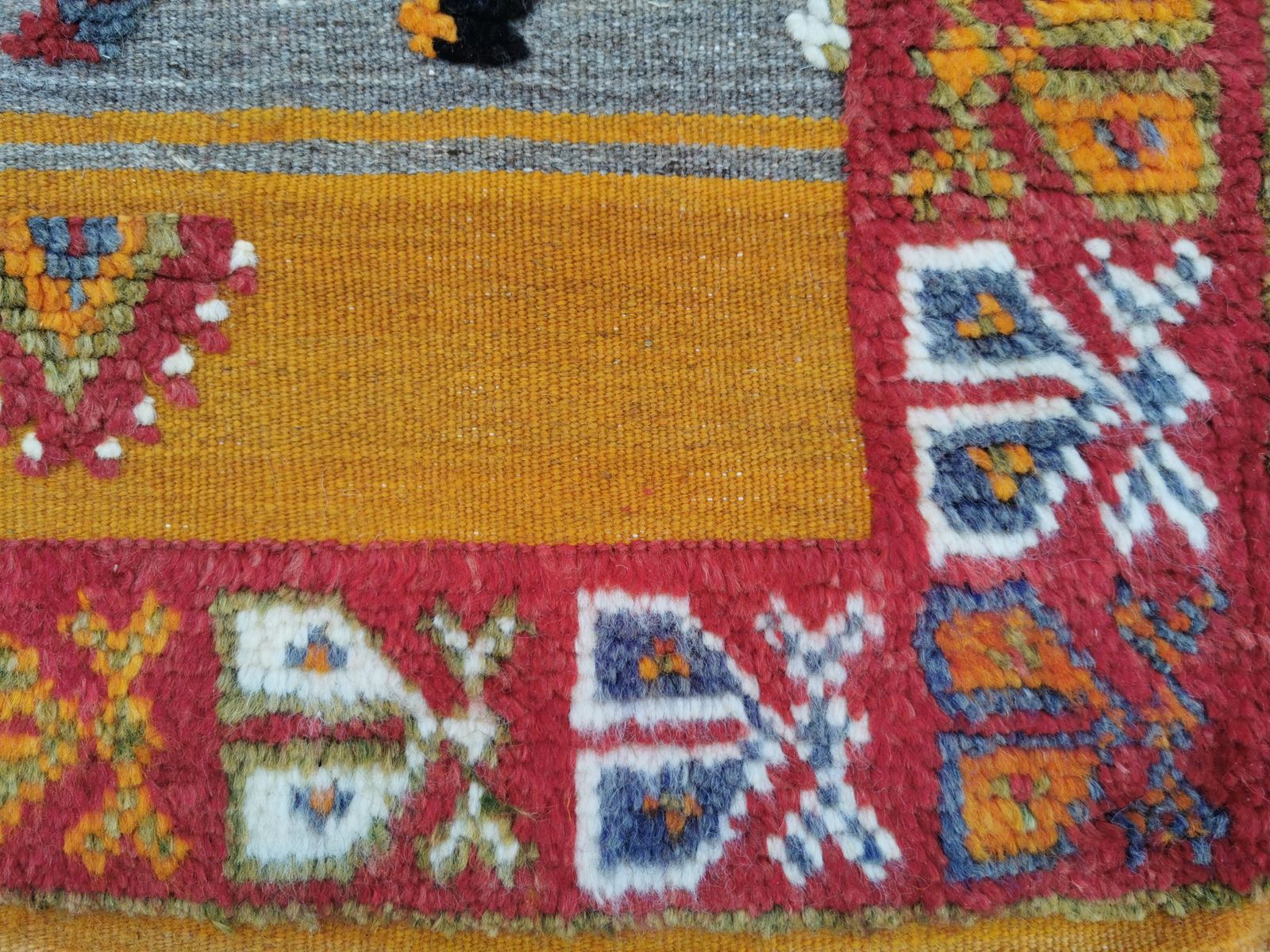 Handmade Colourful Moroccan Berber Rug. Camel Wool Carpet photo vintage