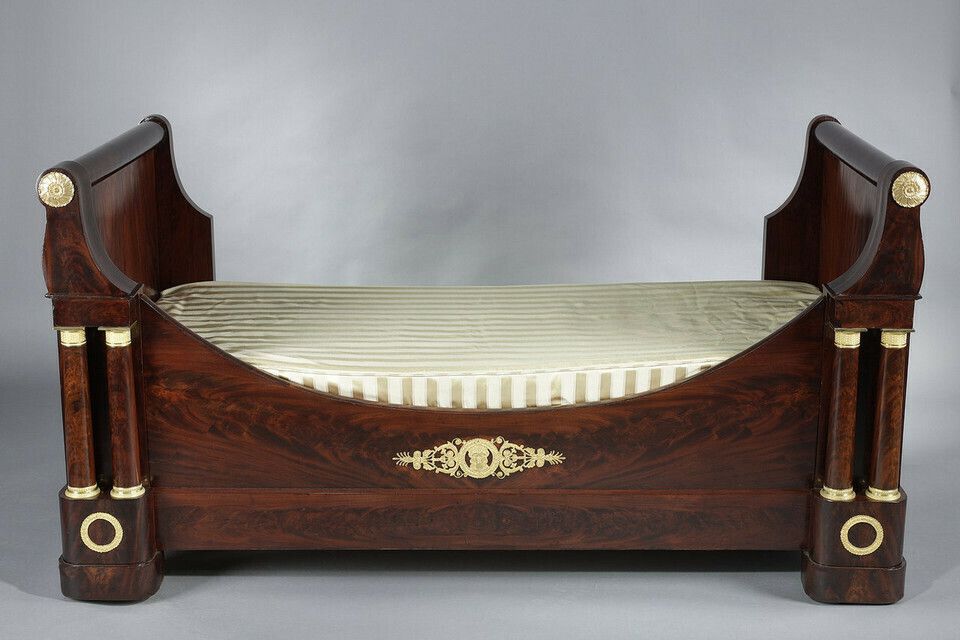 photo for sale Restoration Period Mahogany And Gilt Bronze Sofa Bed, 19th Century