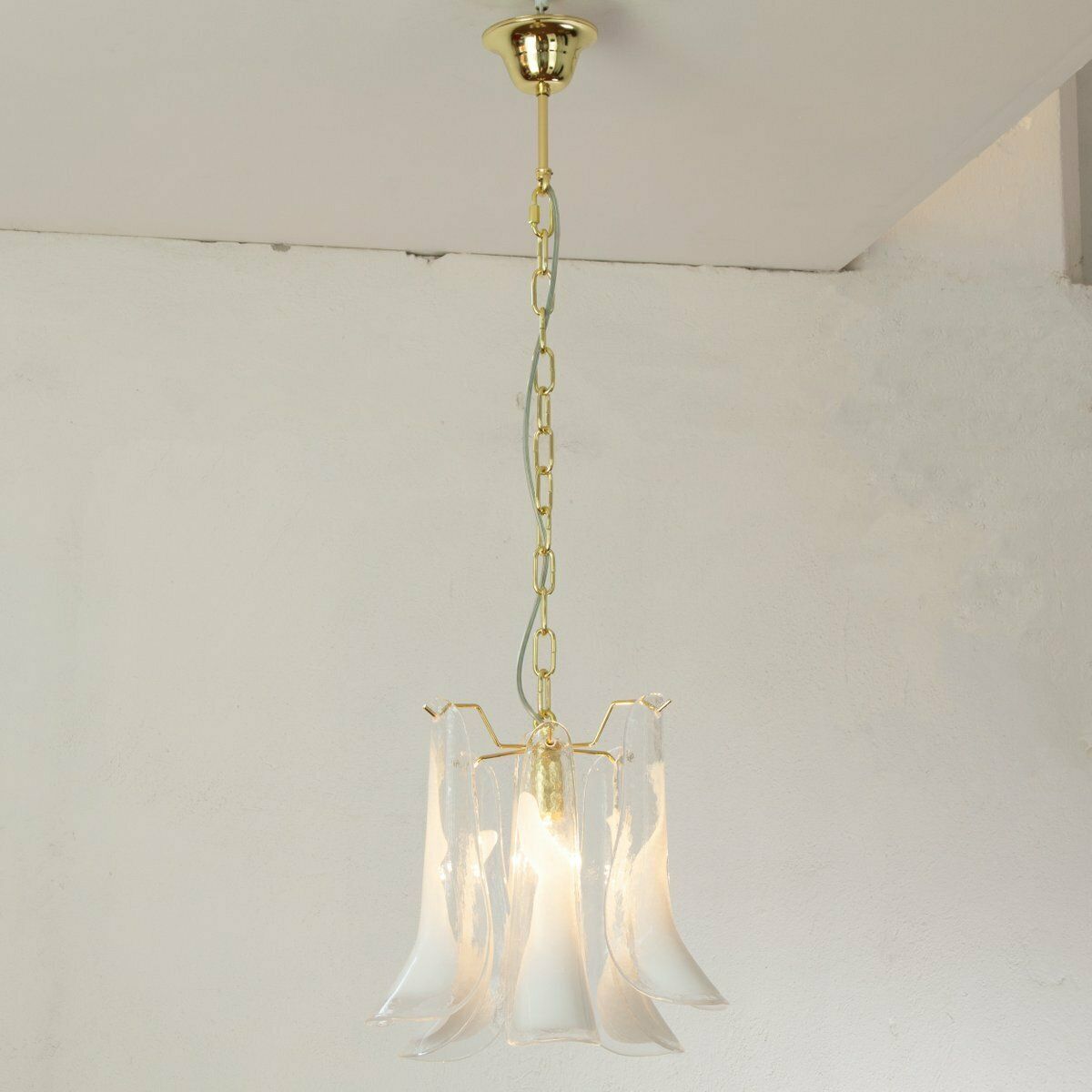 Pendant Lamp In Murano Crystal And White Glass, Italy, 90s photo Lighting