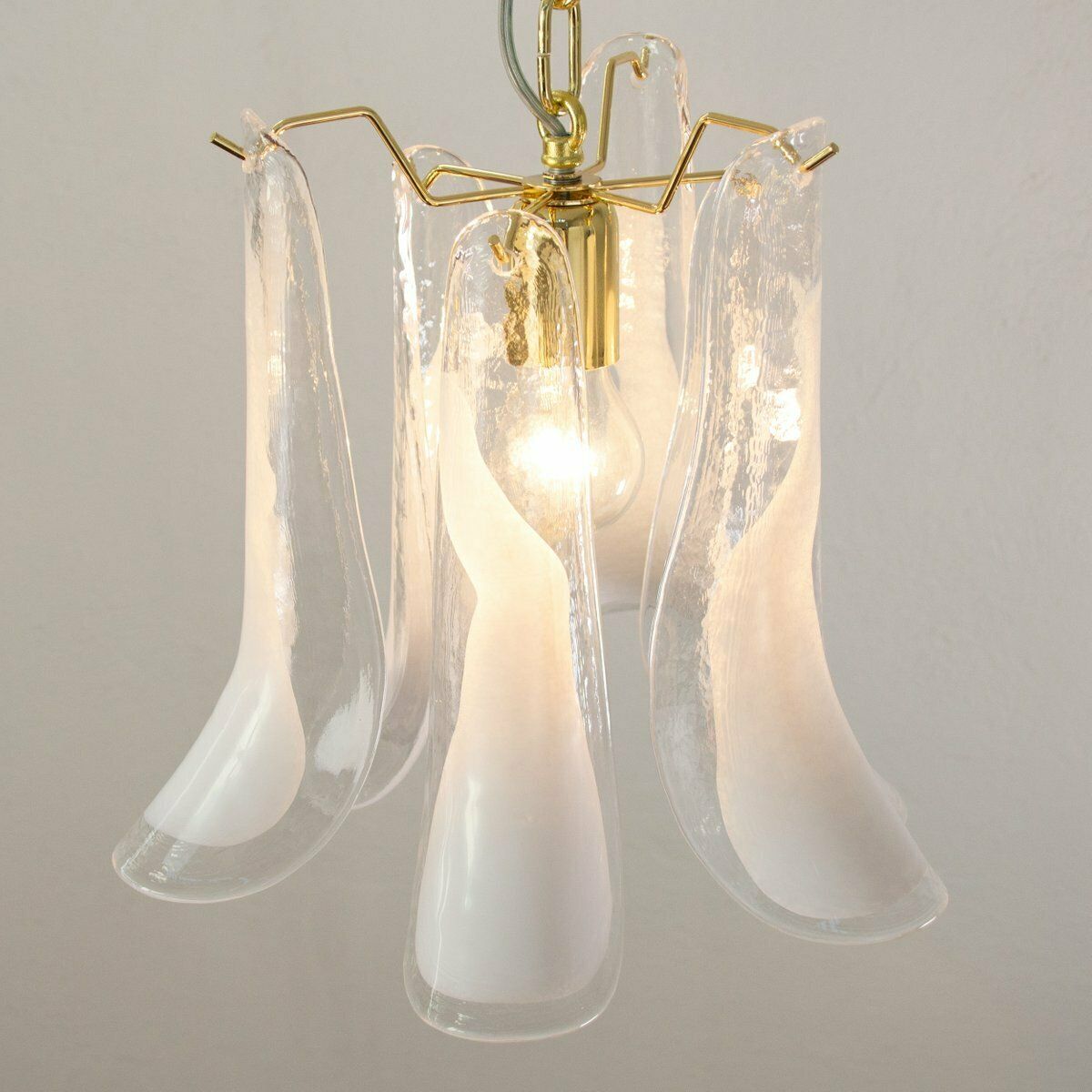Pendant Lamp In Murano Crystal And White Glass, Italy, 90s photo vintage