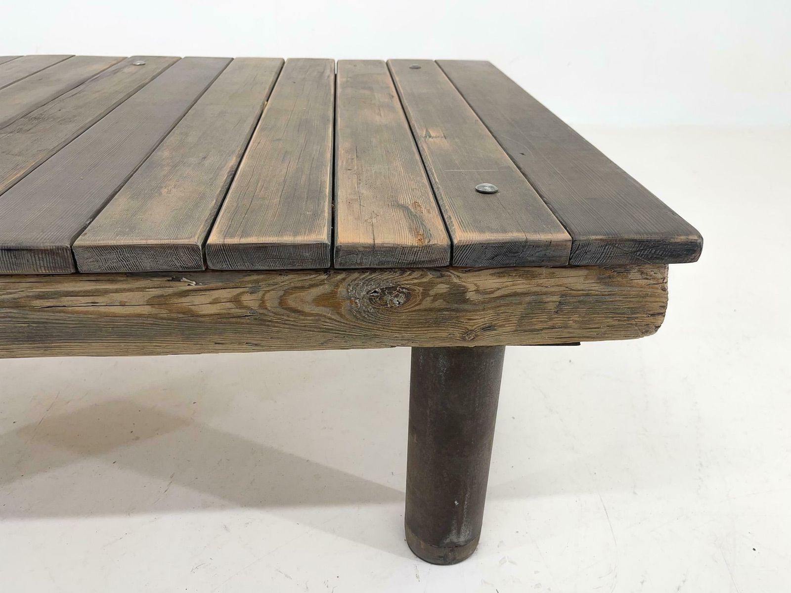 photo for sale 1950's Vintage Industrial Wood & Iron Coffee Table