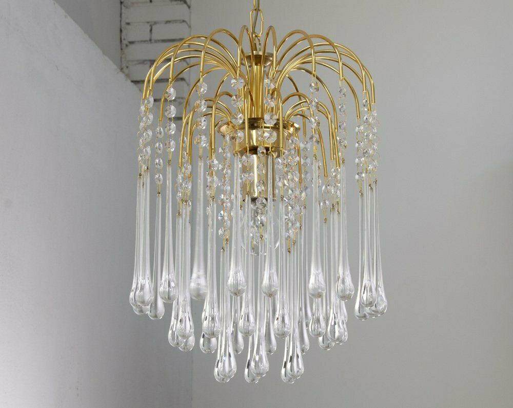 Vintage Rain Chandelier With Murano Glass Drops, Early 21st Century photo Lighting