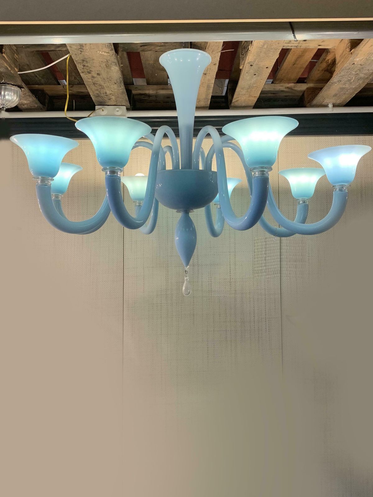 Contemporary Blue Murano Glass Chandelier In Decò Style photo buy