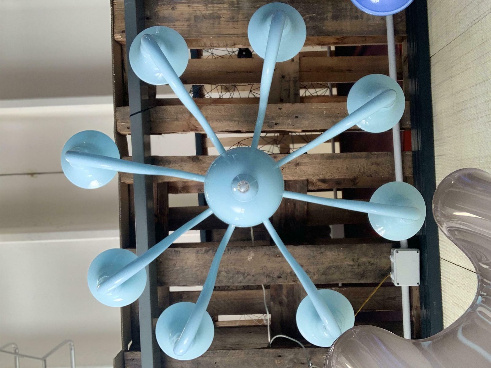 Contemporary Blue Murano Glass Chandelier In Decò Style photo vintage