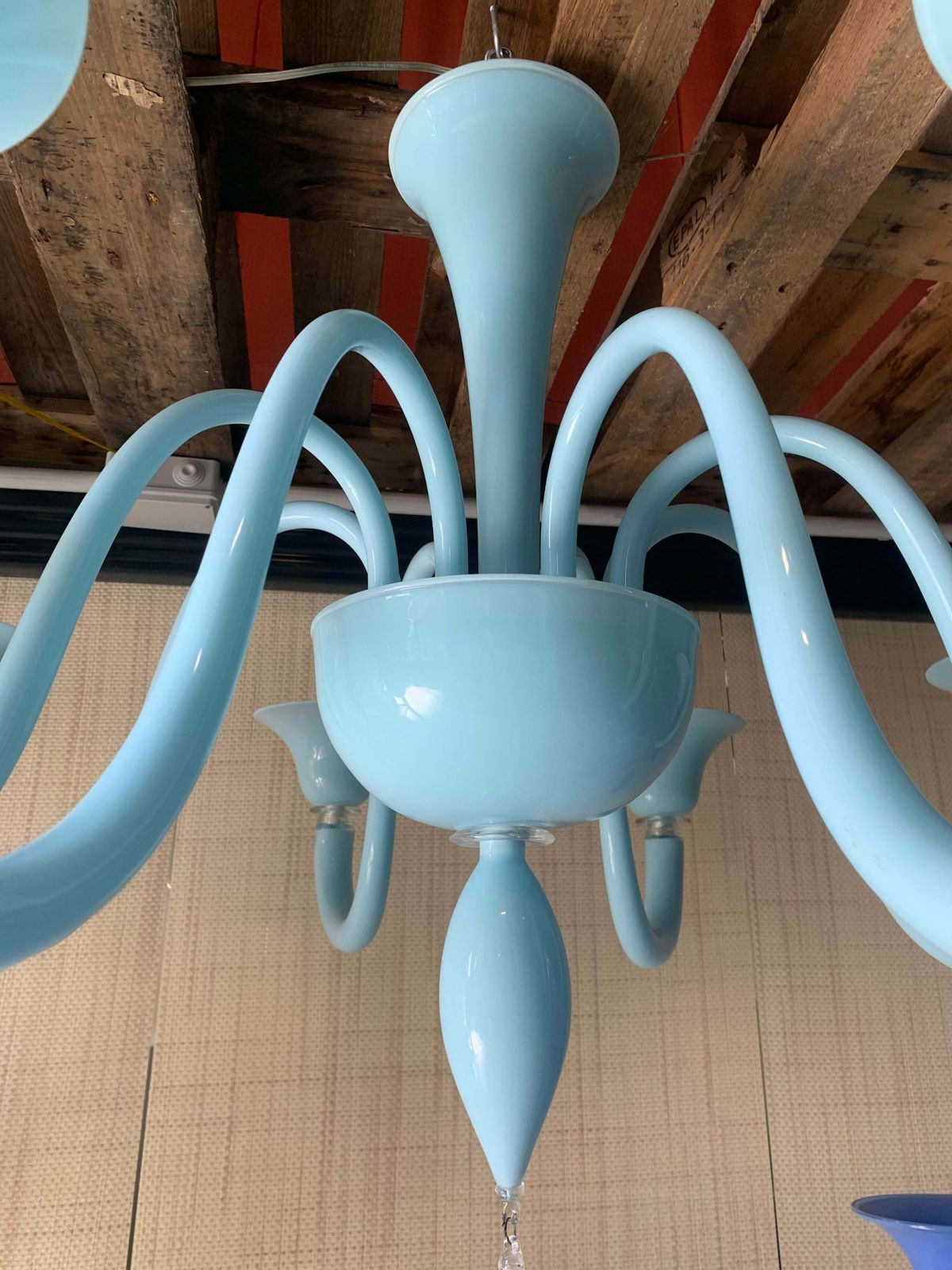 photo furniture Contemporary Blue Murano Glass Chandelier In Decò Style