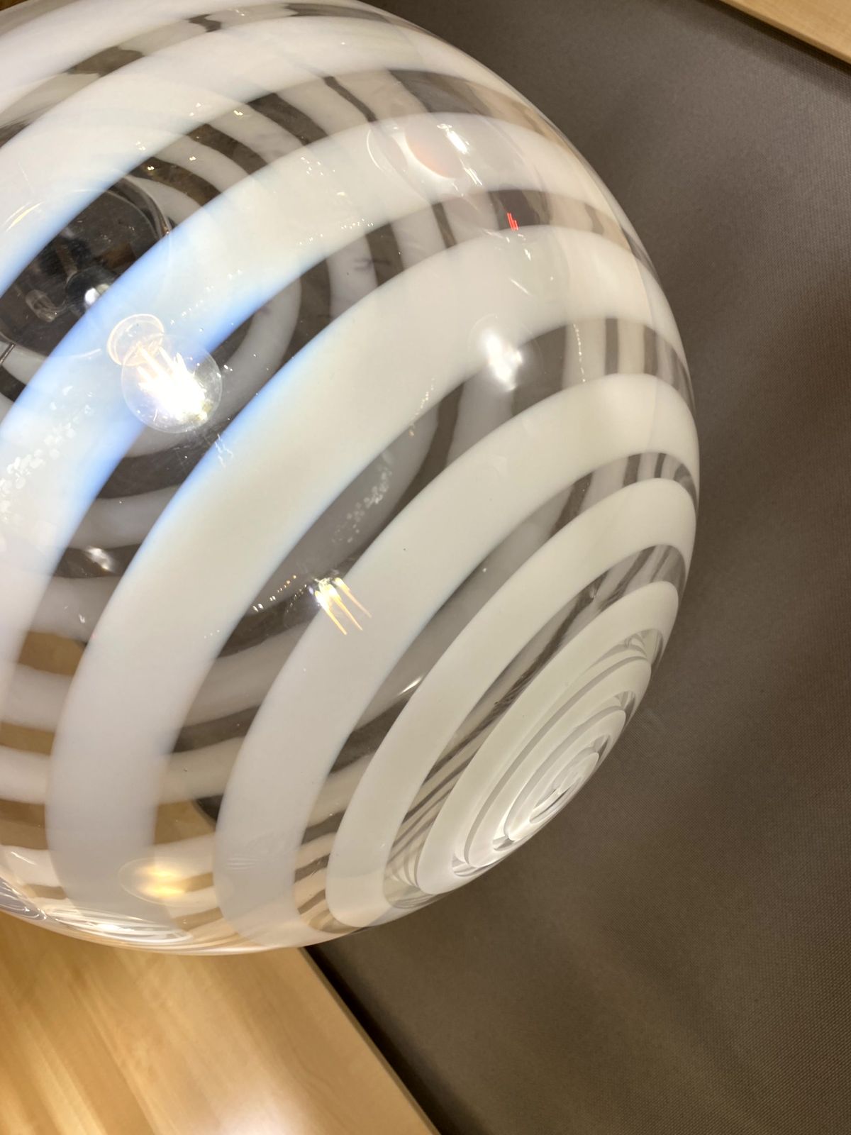 Contemporary White And Transparent Sphere In Murano Glass Swirl Venini Style photo buy