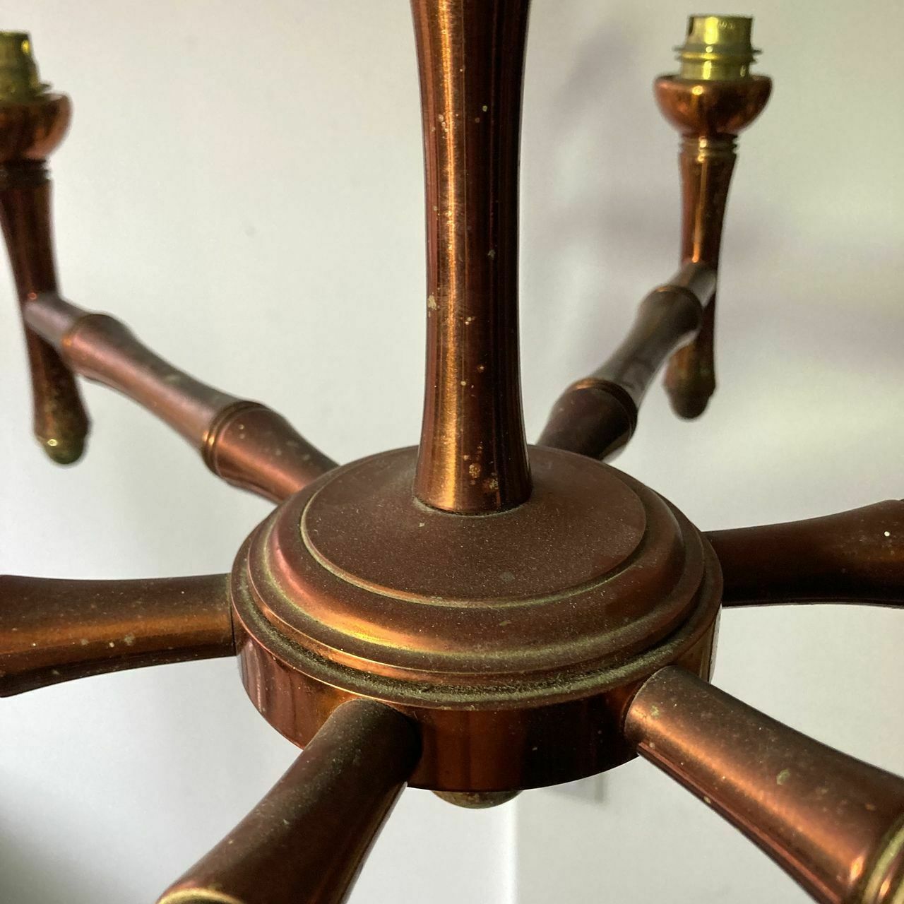 Red Faux Bamboo Chandelier, 1960s photo for sale