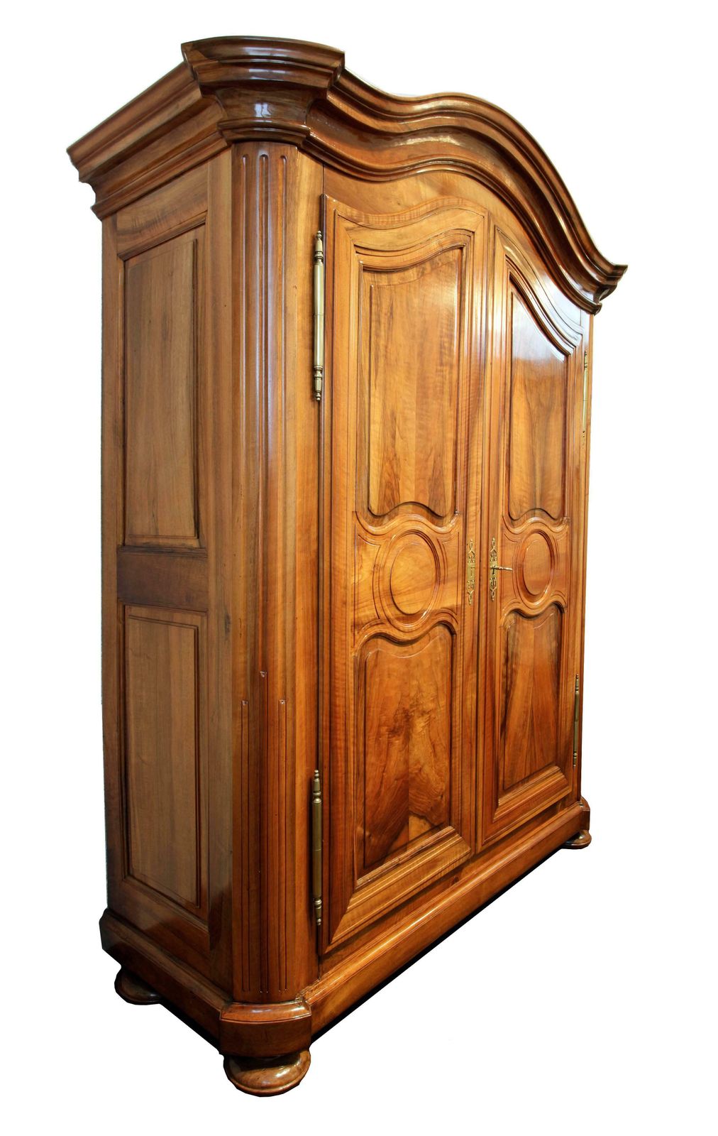 18th Century Baroque Wardrobe In Solid Walnut photo for sale
