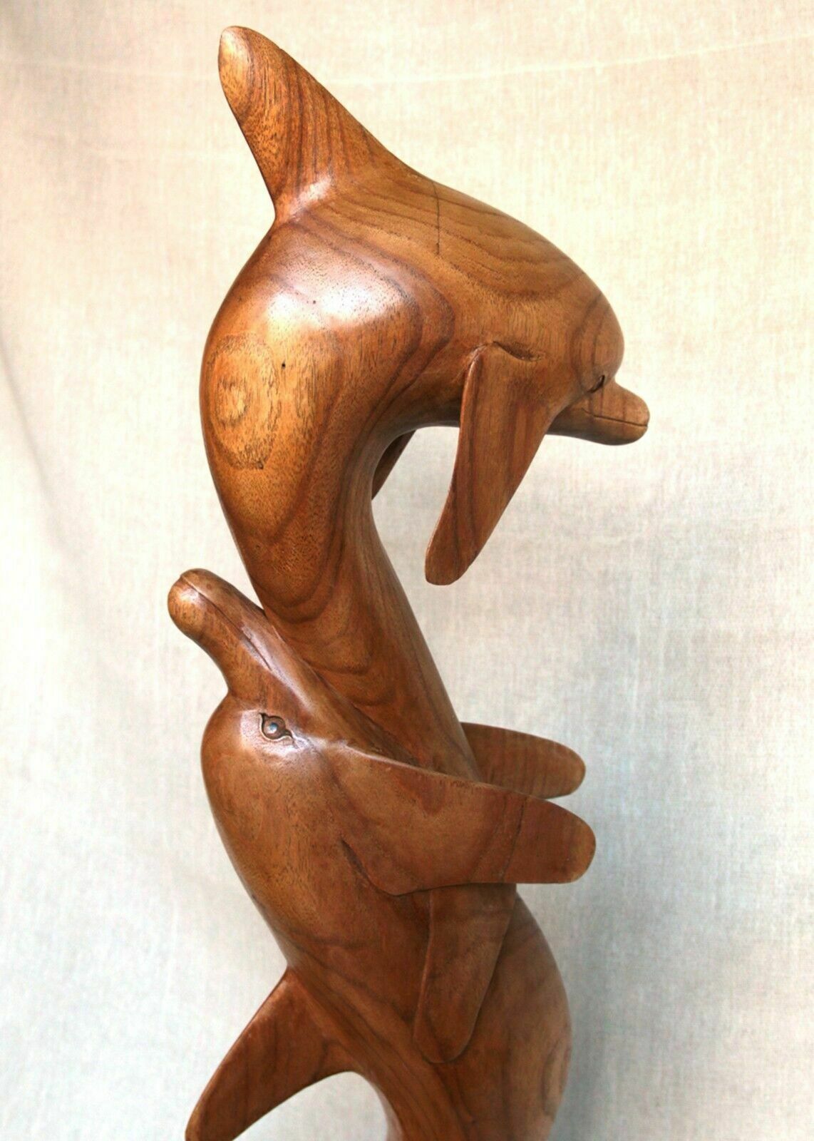 Indonesian Sculpture Of Two Entwined Dolphins, 1980s photo for sale