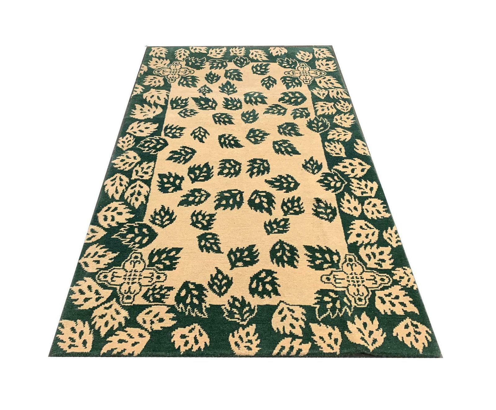 Green Modern Rug Handmade Carpet Cream Wool Area Rug For Home Decor photo furniture