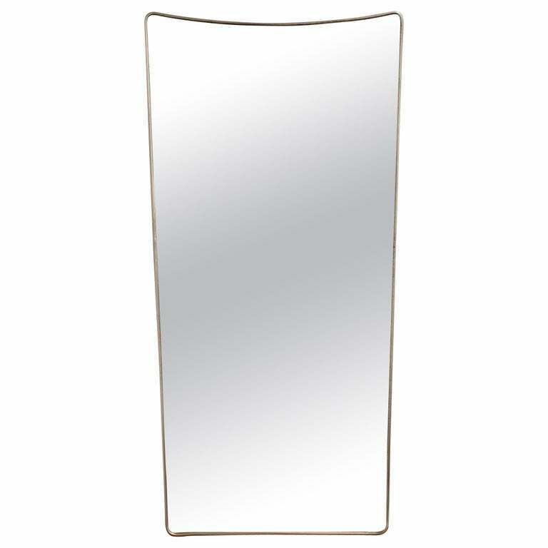 Mid Century Italian Wall Mirror With Brass Frame (Circa 1950s)   Large