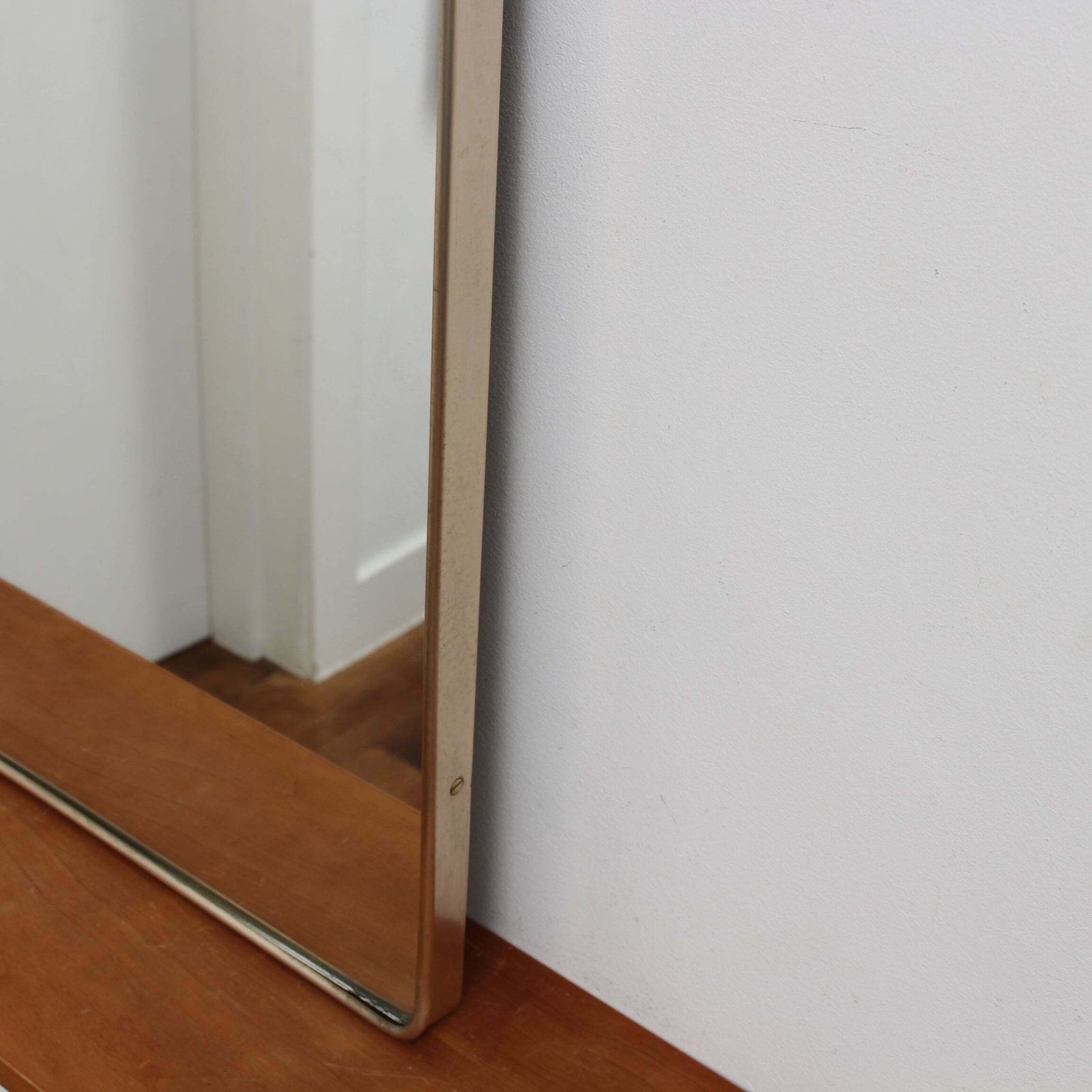 photo vintage Mid Century Italian Wall Mirror With Brass Frame (Circa 1950s)   Large
