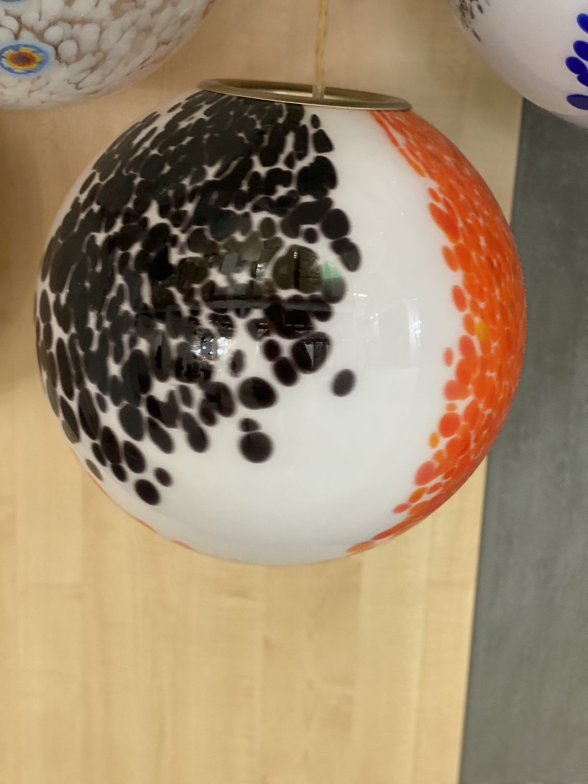 Contemporary Amber And Black Murrine Sphere In Murano Glass photo 2232.0