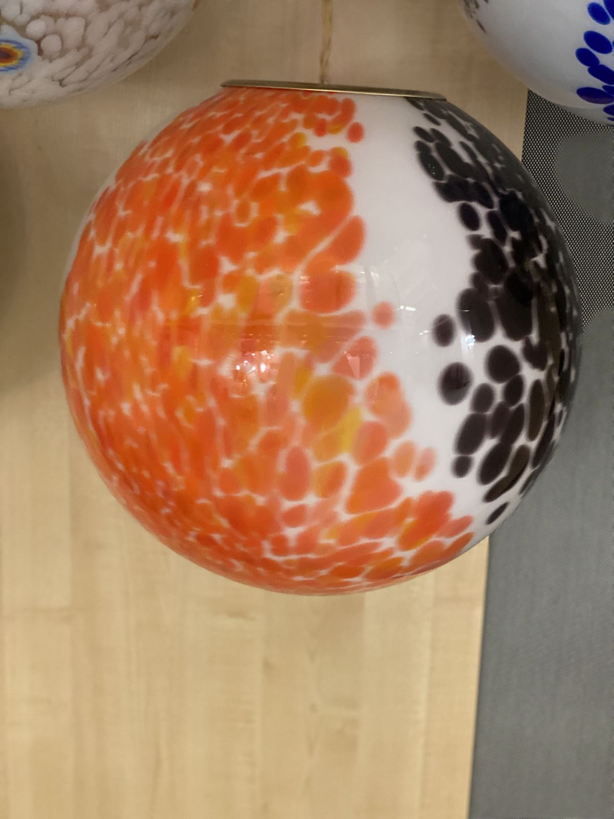 Contemporary Amber And Black Murrine Sphere In Murano Glass photo vinterior