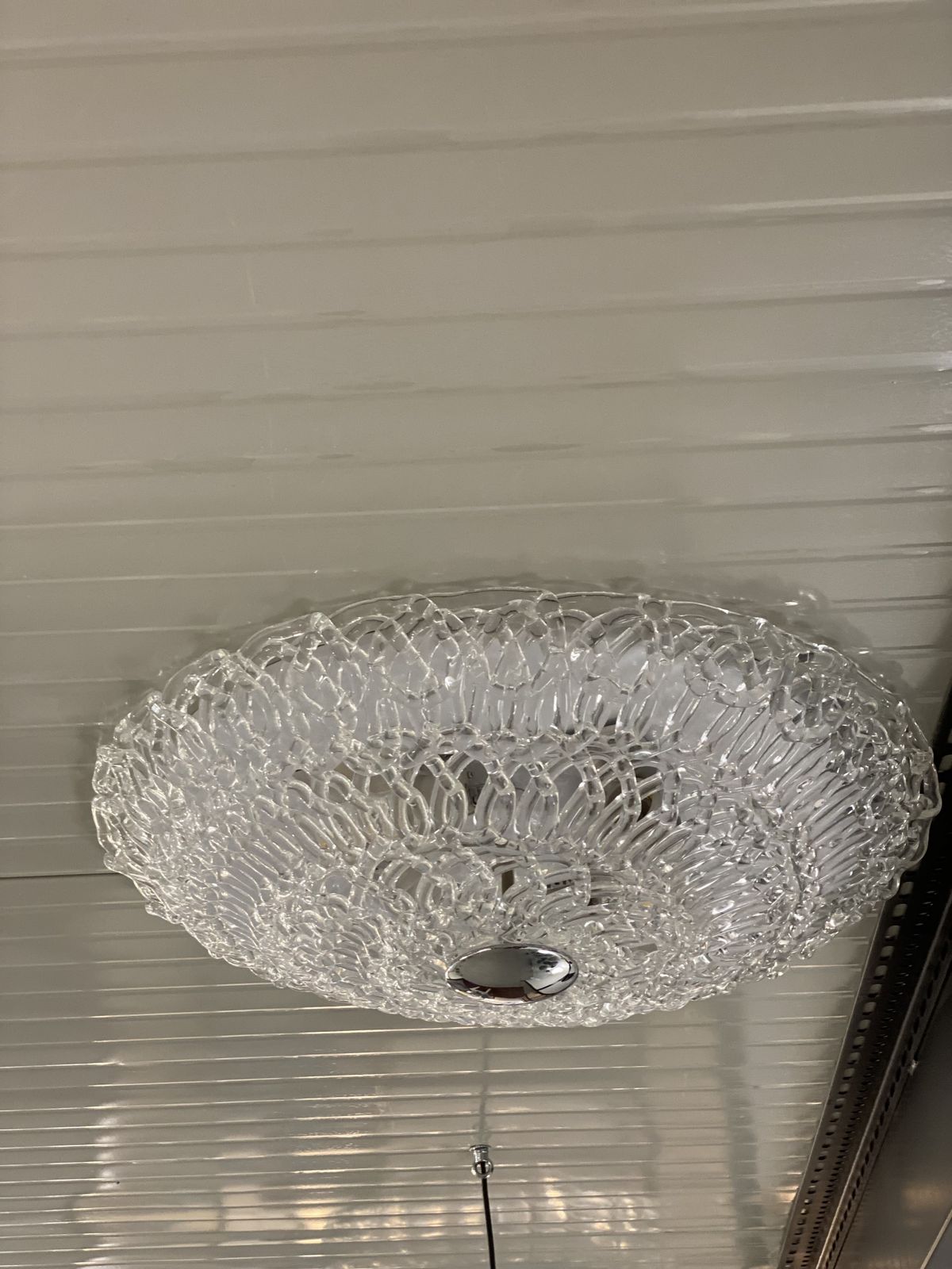 Contemporary Transparent Filigree Flush Mount In Murano Glass photo furniture