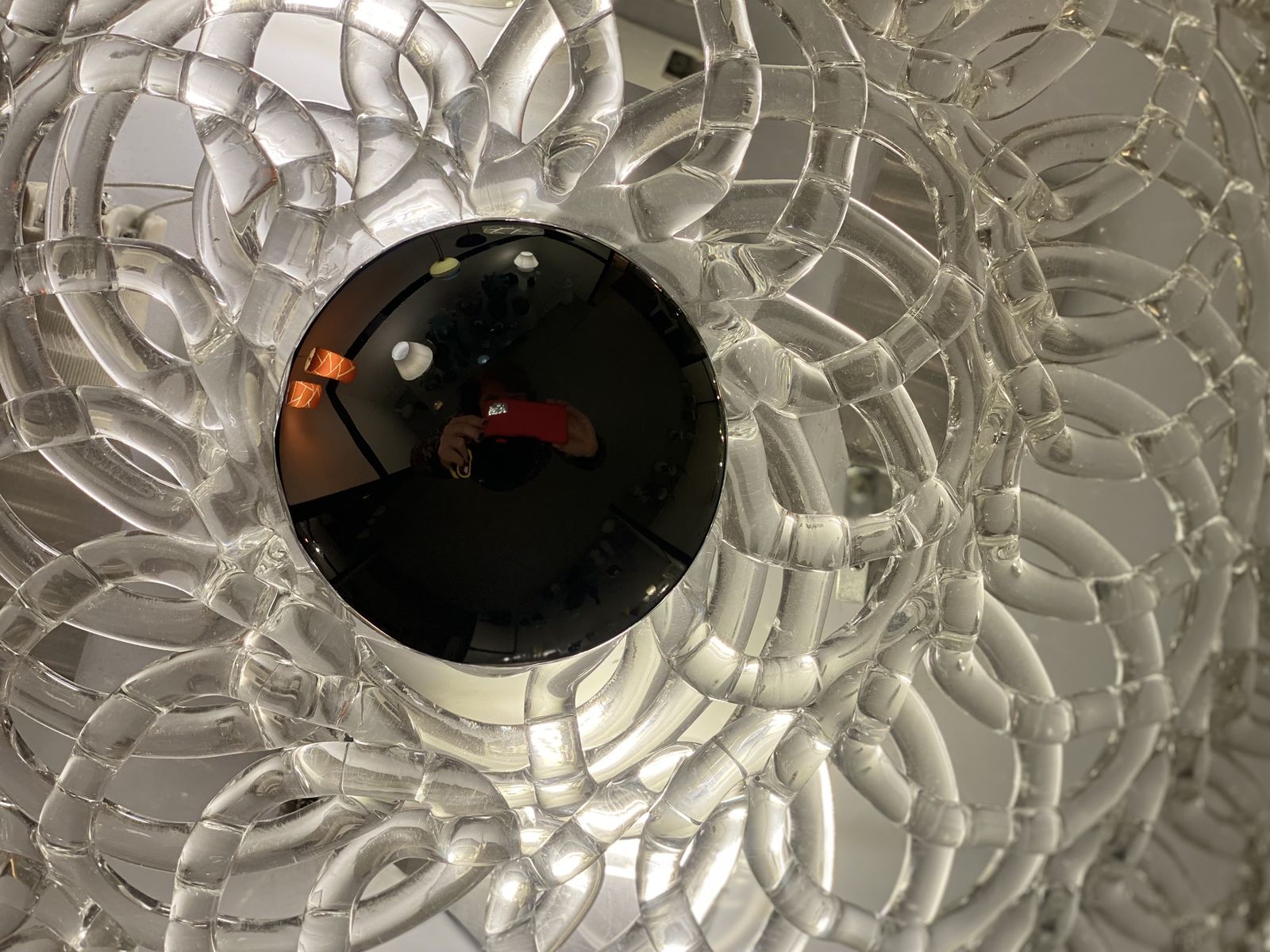 Contemporary Transparent Filigree Flush Mount In Murano Glass photo for sale