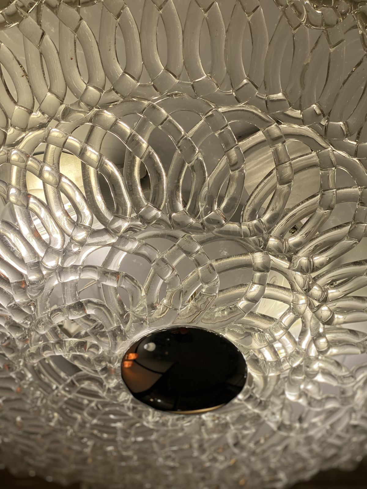 Contemporary Transparent Filigree Flush Mount In Murano Glass photo Lighting