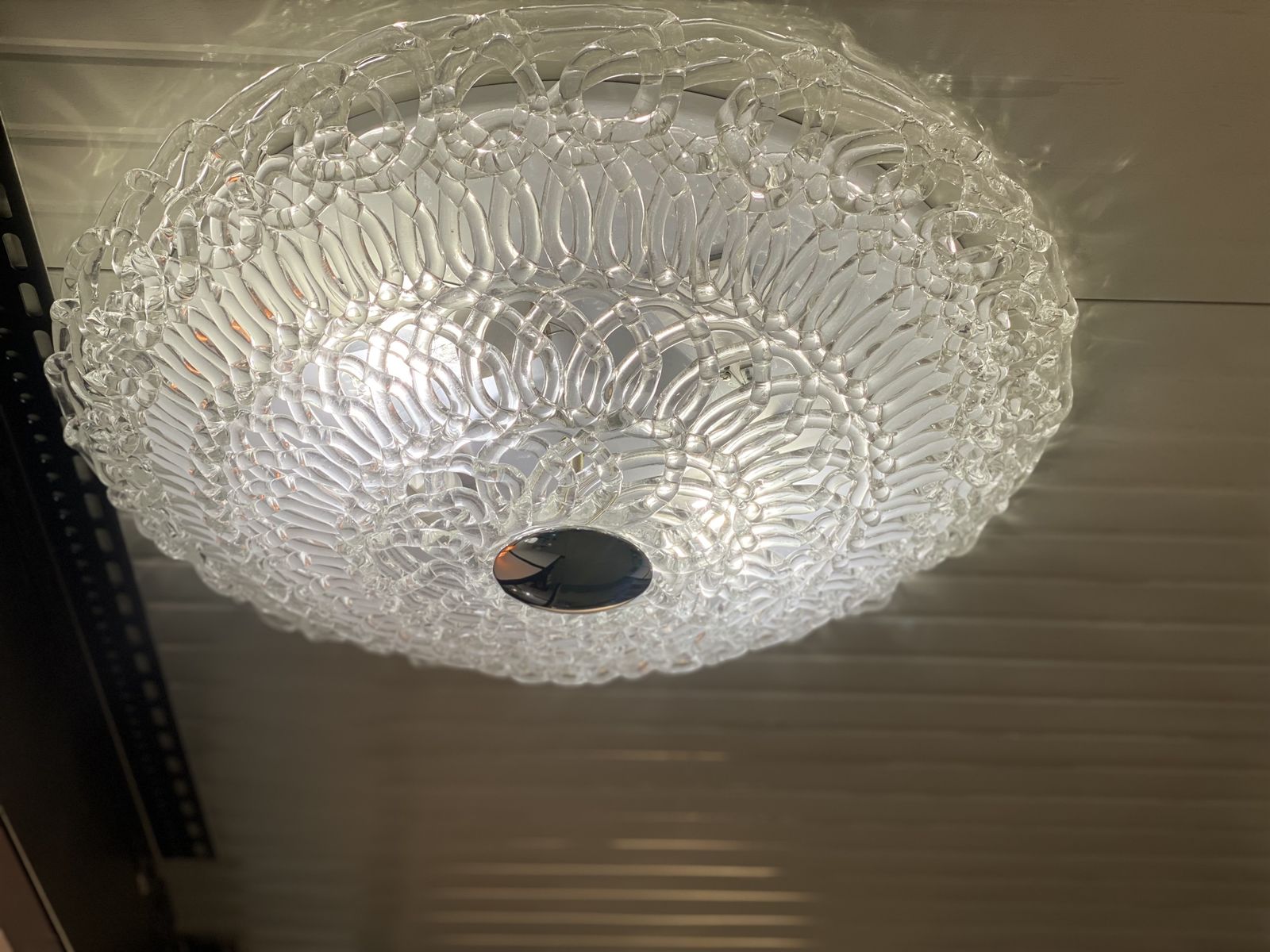 Contemporary Transparent Filigree Flush Mount In Murano Glass photo 2976.0