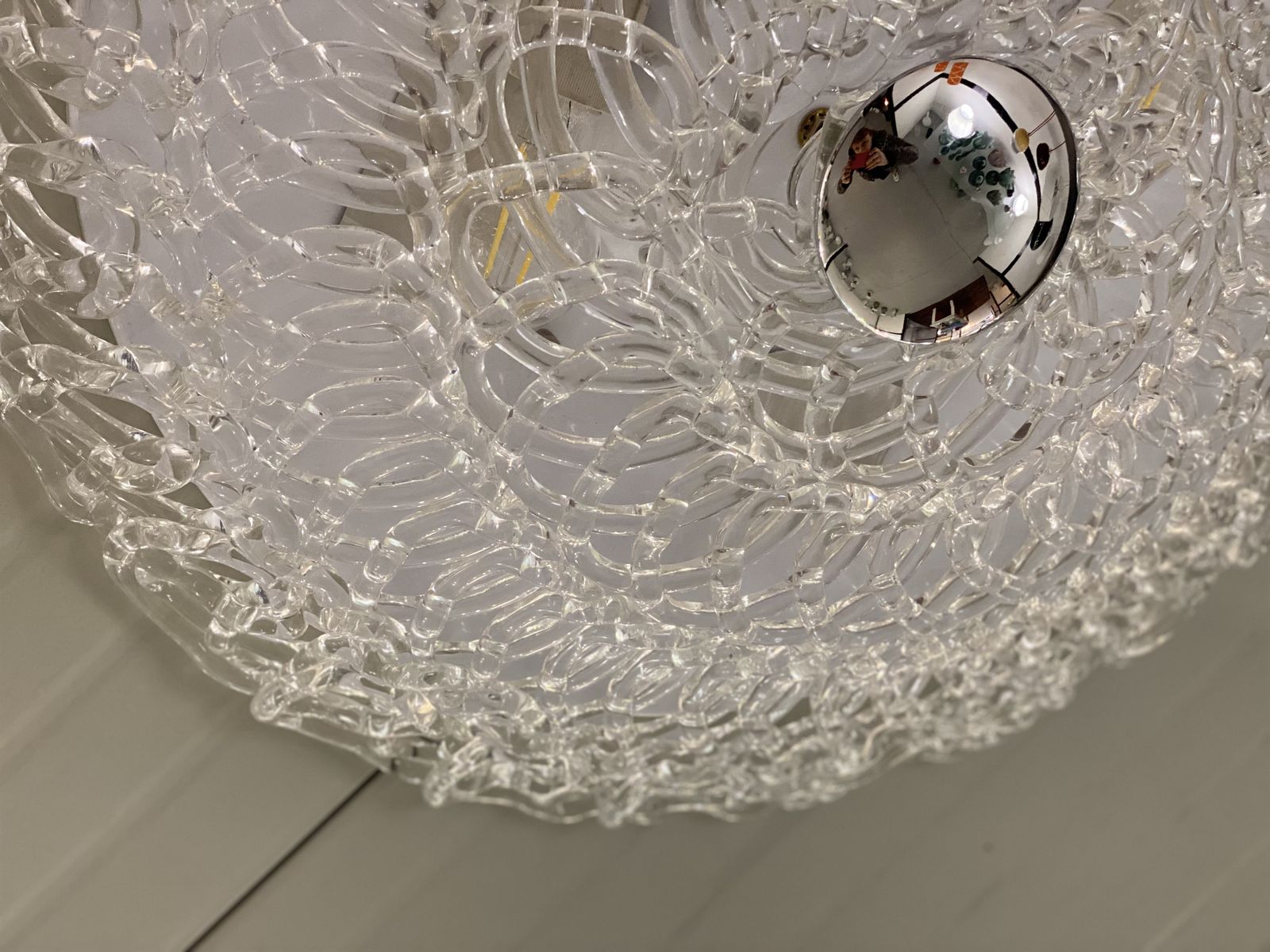Lighting Contemporary Transparent Filigree Flush Mount In Murano Glass photo