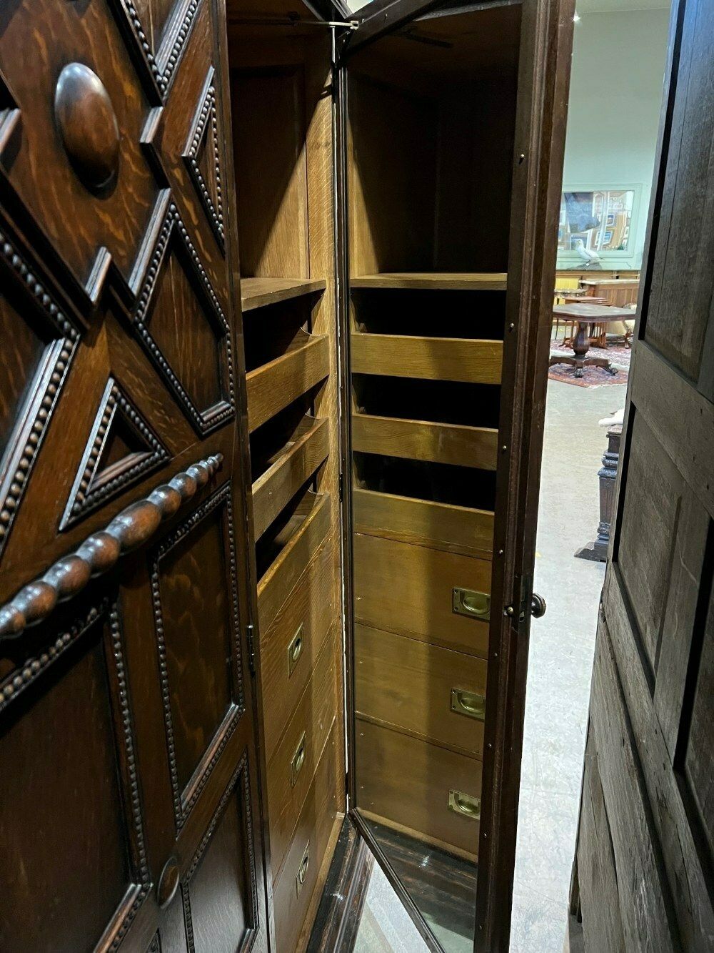 Custom Painted Triple Wardrobe Vintage Wardrobe Old Charm Linenfold photo 3000.0
