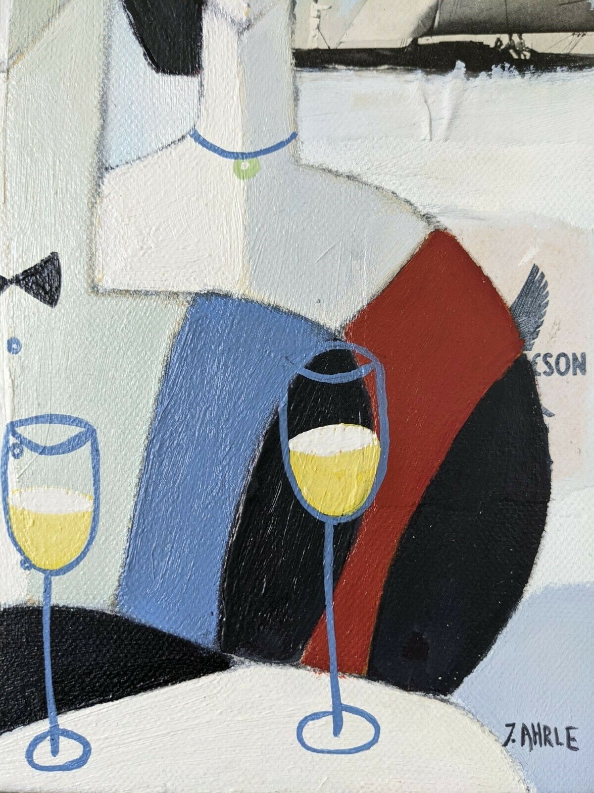 Mid Century Modern Swedish Framed Figurative Oil Painting, Le Club 55 photo buy