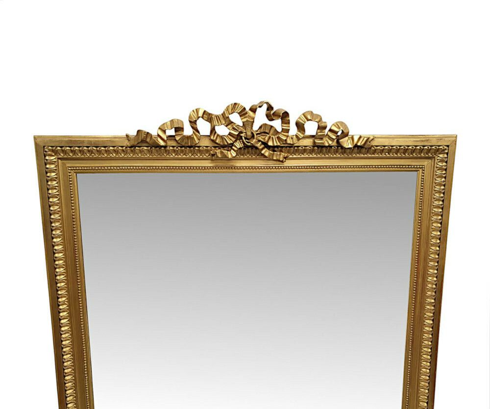 A Stunning 19th Century Giltwood Overmantle Mirror With Ribbon Detail photo furniture