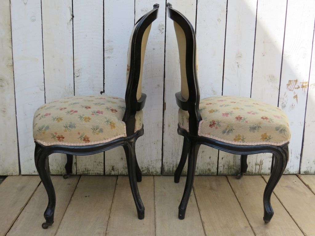 Pair Of Antique French Ebonised Salon Side Chairs photo furniture