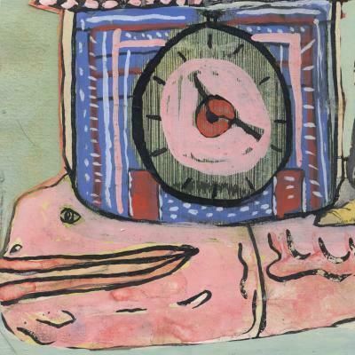 Antonio Fernandez Molina, “Untitled”, 1970s, Original Signed Outsider Art Brut Collage Painting photo for sale