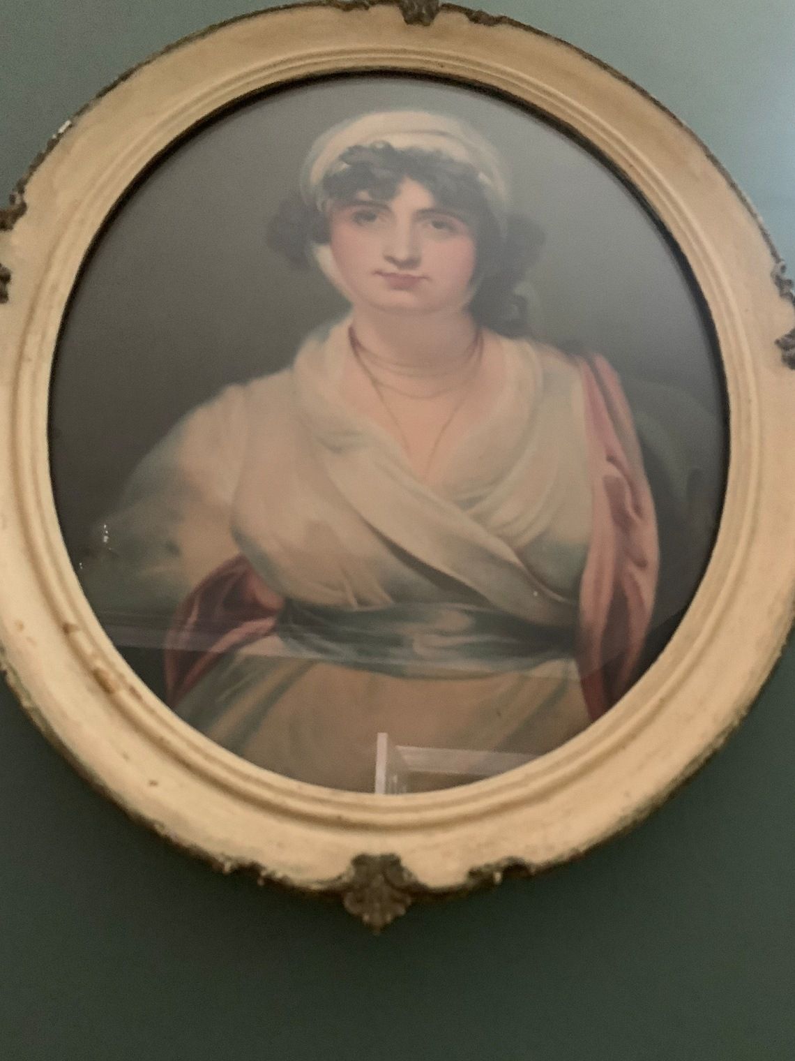 Rare Vintage Original English Print On Silk Paper Framed Portrait Of Actress Sarah Siddons 1755 To 1831 Sir Thomas Gainsborough photo vintage