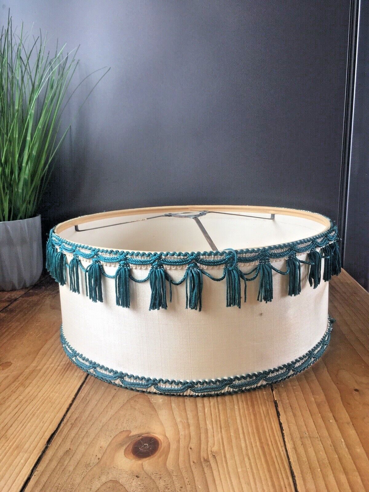 Mid Century 60's Tassel Fabric Knobbly Plastic Scandi Ceiling Light Lamp Shade photo 160.0