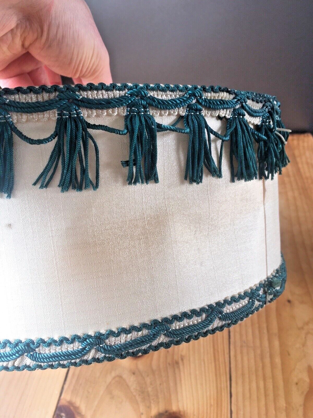 Mid Century 60's Tassel Fabric Knobbly Plastic Scandi Ceiling Light Lamp Shade photo buy