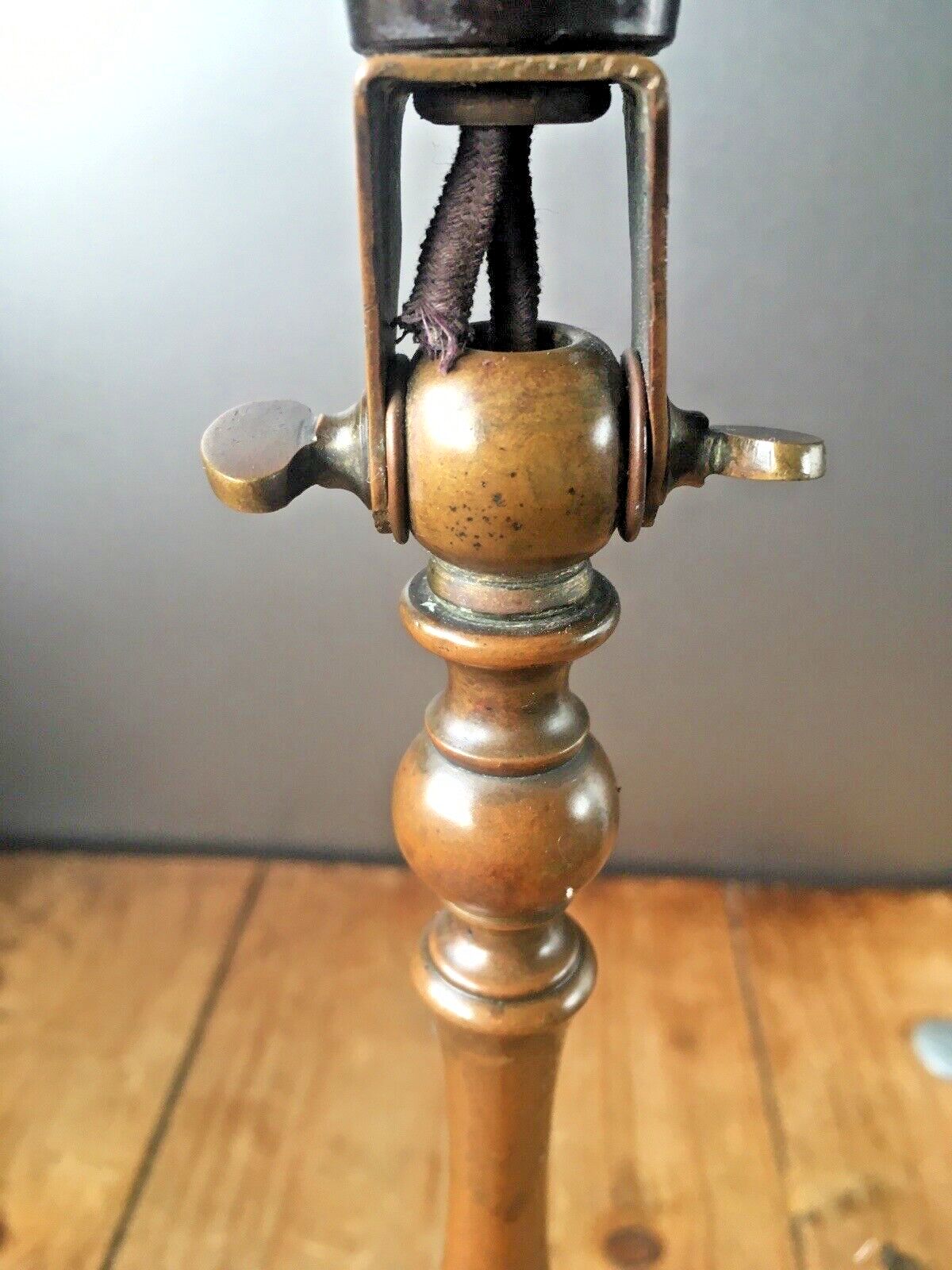 Antique Arts & Crafts Articulated Brass Candlestick Carriage Lamp Base Light photo 220.0