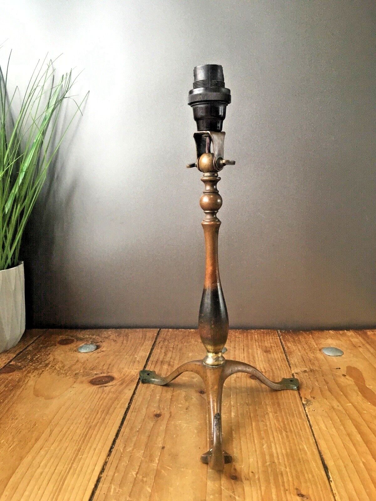 photo for sale Antique Arts & Crafts Articulated Brass Candlestick Carriage Lamp Base Light
