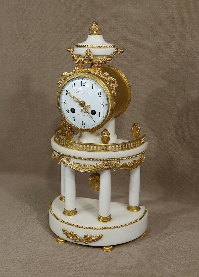 Marble And Gilt Bronze Pendulum, Maison Planchon, Louis XVI – 19th Century photo for sale