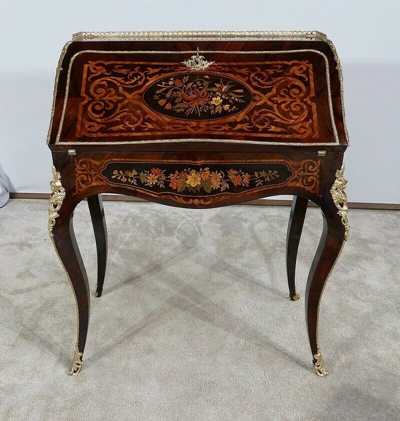 Desk In Precious Wood, Napoleon III Period, 19th Century photo buy