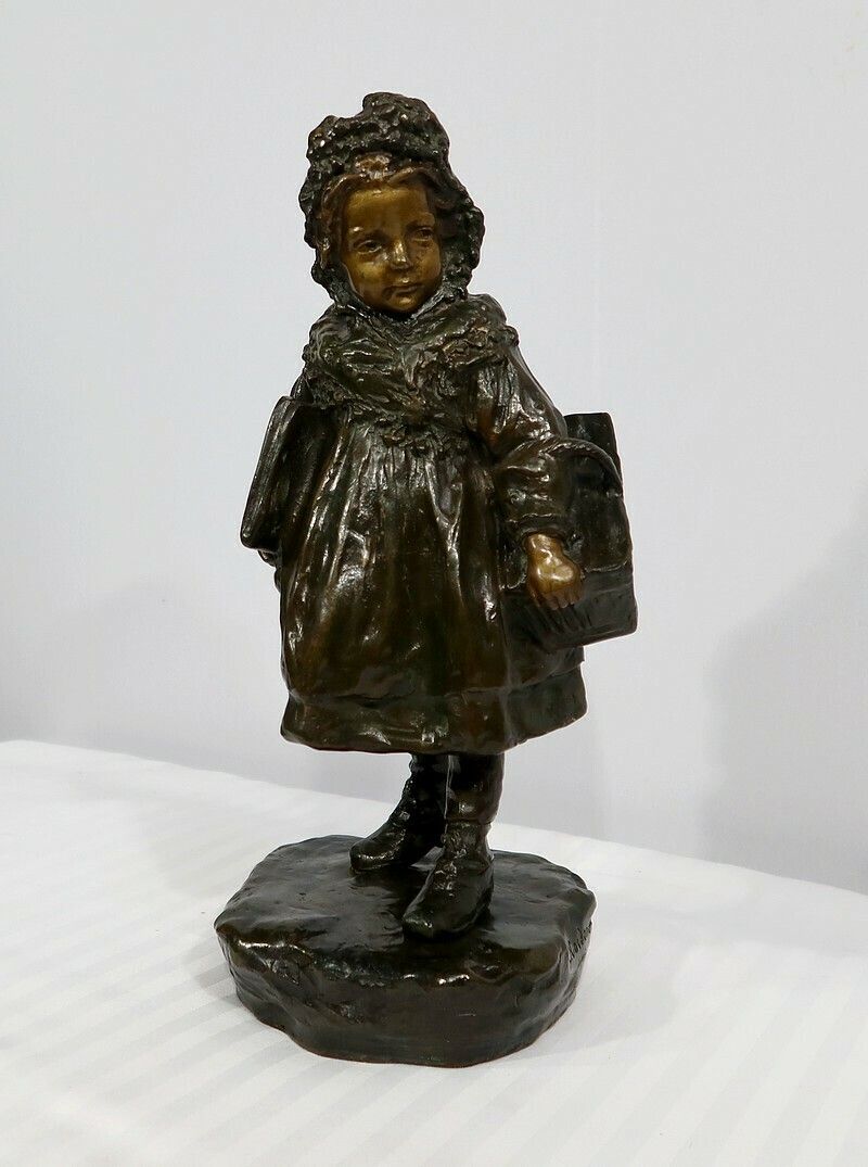 Bronze "The Schoolgirl", By J. Cardona, After Pascau   Early 20th Century photo furniture
