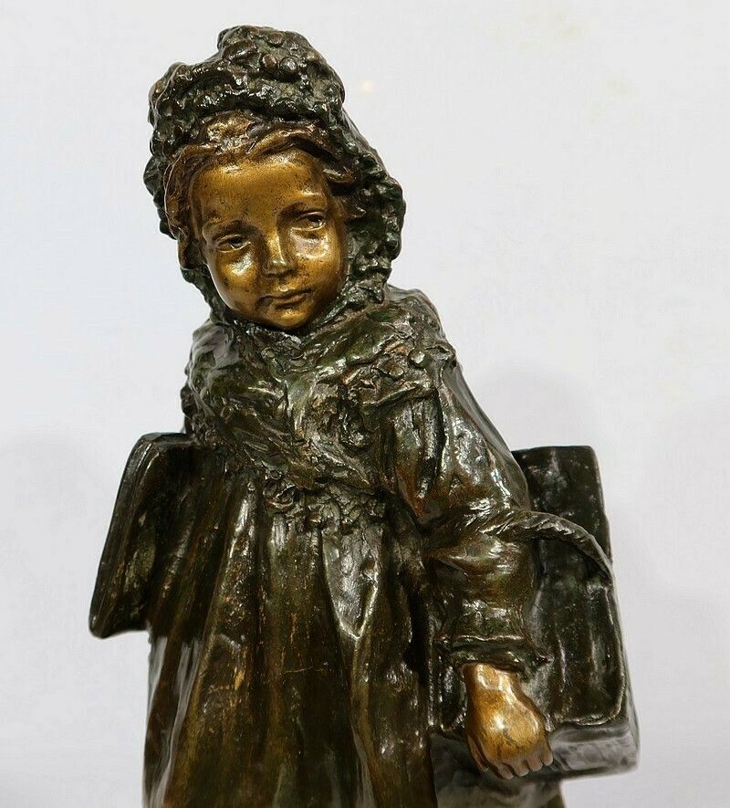 Bronze "The Schoolgirl", By J. Cardona, After Pascau   Early 20th Century photo 2502.9