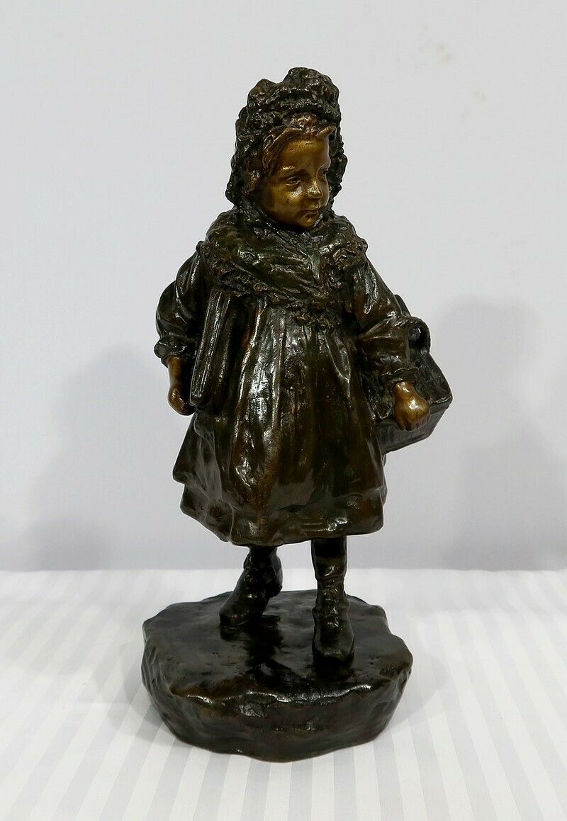 Bronze "The Schoolgirl", By J. Cardona, After Pascau   Early 20th Century photo vintage