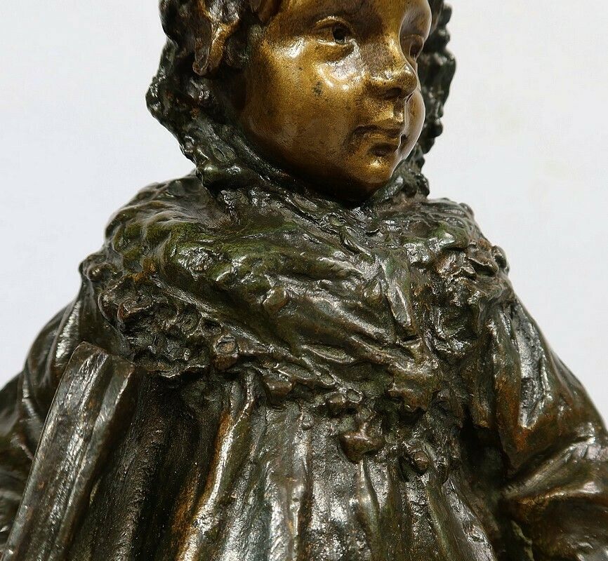 Home Decor Bronze "The Schoolgirl", By J. Cardona, After Pascau   Early 20th Century photo