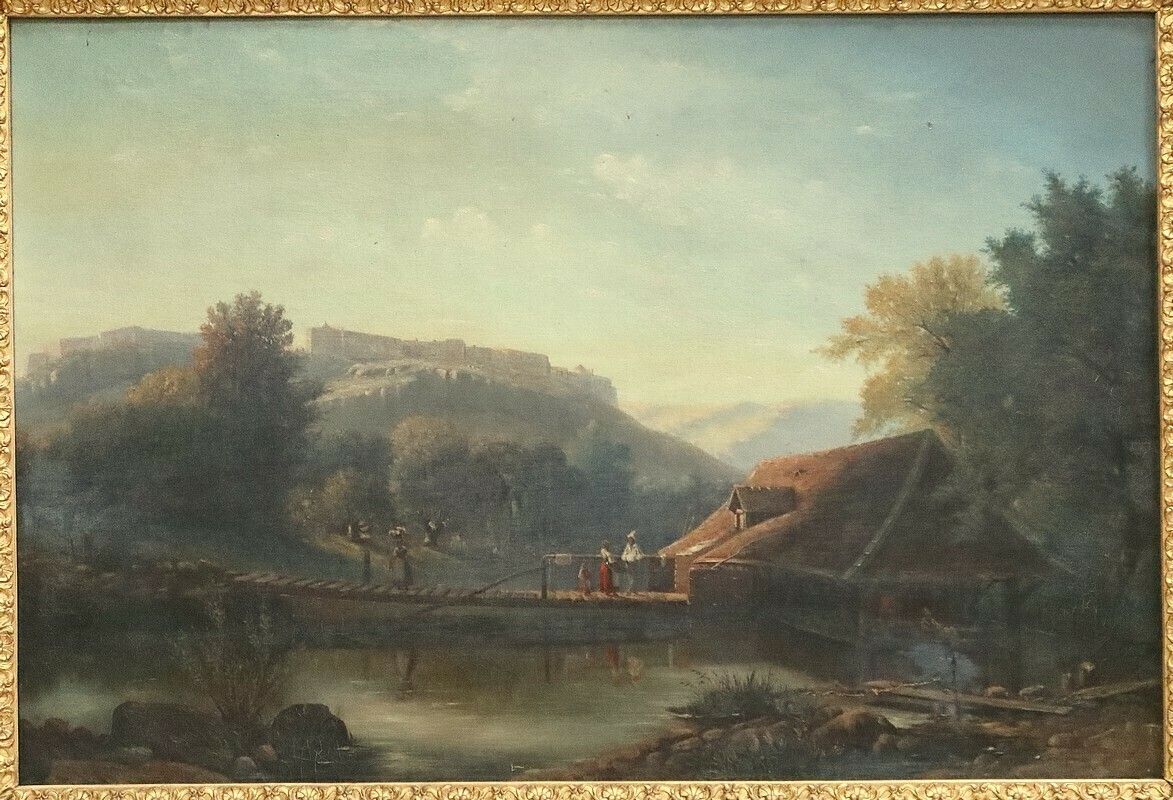 Oil On Canvas “Le Lavoir”, French School Of The 19th Century photo Art