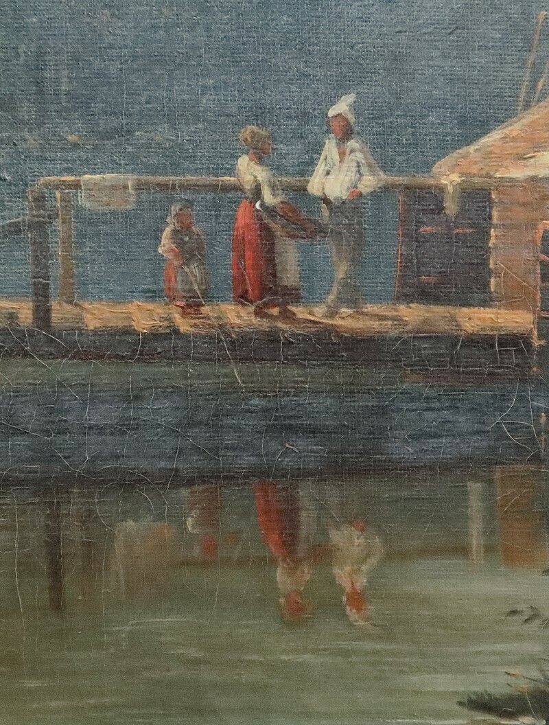 Art Oil On Canvas “Le Lavoir”, French School Of The 19th Century photo