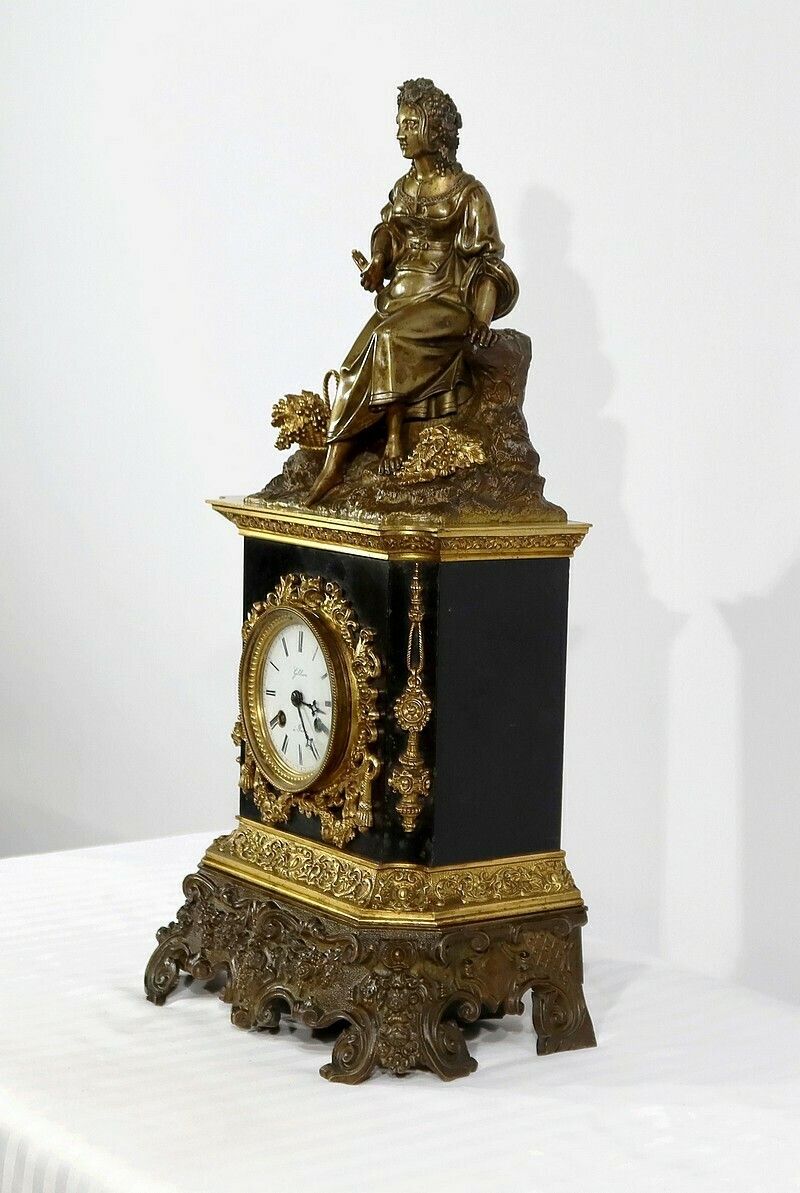 Marble And Bronze Pendulum, Louis XVI Style, Restoration Period – Early 19th Century photo for sale