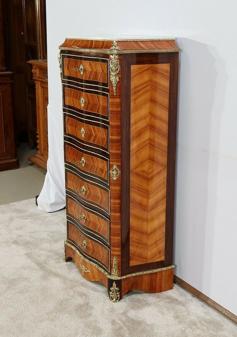 Semainier Secretaire In Precious Wood, Napoleon III Period   Mid 19th Century photo 6921.6