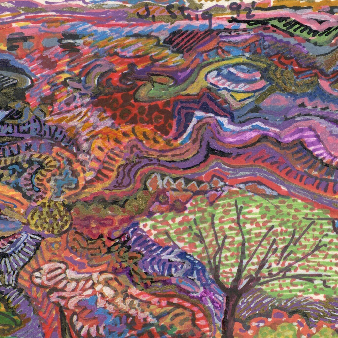 Jeremy Steig, “Untitled”, 1992, Original Signed Psychedelic Mixed Media Drawing photo furniture