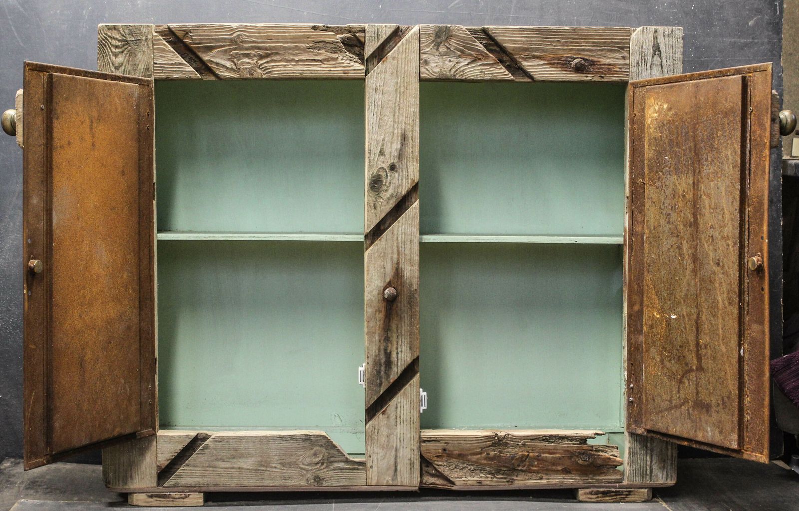 Driftwood And Rusty Metal Cabinet, photo buy