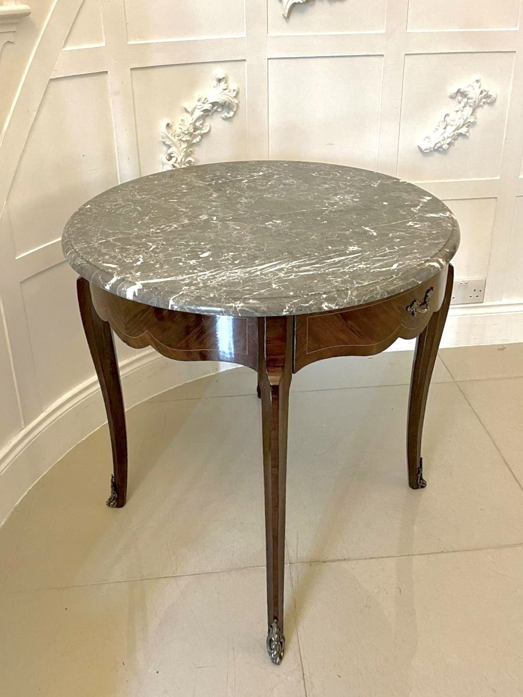 Antique Quality French Freestanding Kingwood Marble Top Lamptable photo 1995.0